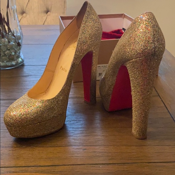 Gold/Multicolor Glitter Louboutin (Red Bottoms) - Picture 2 of 6